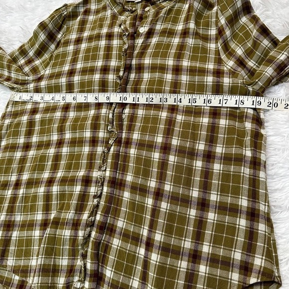 Loft Linen Blend Plaid Shirt Button Up Blouse Size Small - Picture 6 of 10